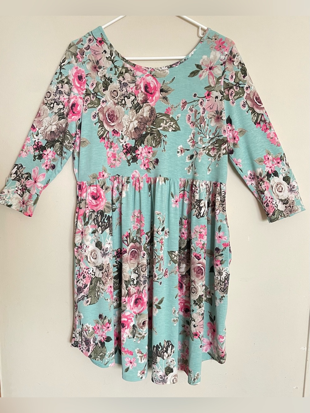 Honeyme Floral Pink and Turquoise Dress